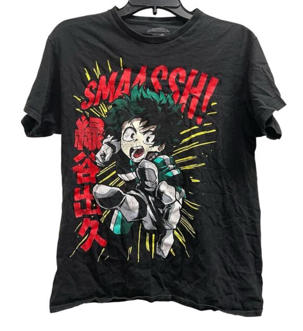 My Hero Academia Izuku Midoriya Smash graphic black t-shirt Japanese kanji SZ M